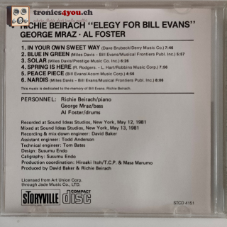 CD - Richie Beirach – Elegy For Bill Evans